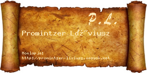Promintzer Líviusz névjegykártya